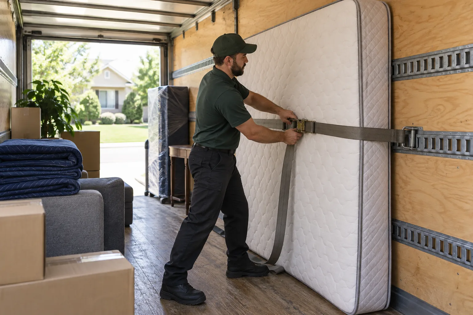 Mattress Hauling service in progress